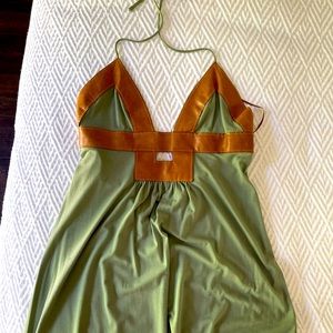 Boutique dress with real leather upper.